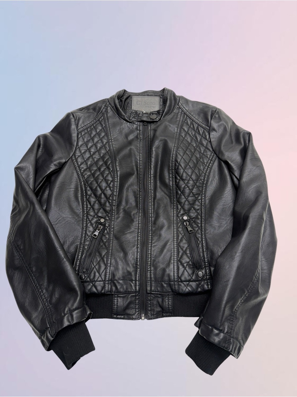 Ci SONO Women’s Large Black Leather Moto Jacket